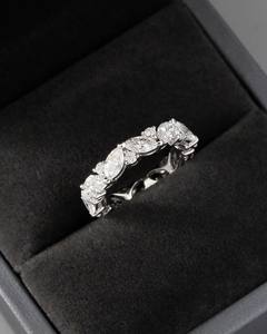 4x2mm Marquise Cut Diamond Full Eternity Band Anillo Plata esterlina Chapado en oro de 18 quilates | Aniversario de Bodas de mujeres minimalistas - Product Image 4