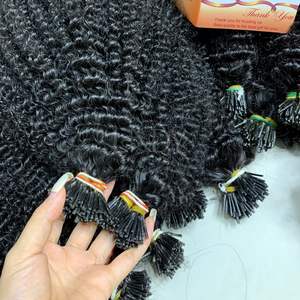 I-Tip crépus bouclés faisceaux Extensions de cheveux couleur naturelle 100% cheveux vietnamiens au prix de gros - Product Image 4