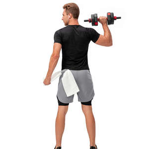 Nouvel arrivage de shorts de sport fitness double couche pour hommes avec logo personnalisé shorts de course à pied à motif solide vérification PayPal - Product Image 2