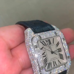 Reloj de diamantes incoloro de moissanita helada de acero inoxidable analógico con esfera romana de forma cuadrada de la mejor calidad, precio al por mayor para hombres - Product Image 3