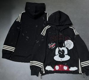 Sweat-shirts tendance pour femmes, style hip-hop, imprimé dessin animé, en polaire, collection printemps-automne, avec capuche, motif tie-dye, anti-rétrécissement - Product Image 4