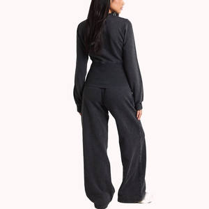 Conjunto Deportivo de Dos Piezas de Felpa de Algodón para Mujer, Sudadera con Botones y Pantalones Deportivos de Corte Holgado, Venta al por Mayor OEM - Product Image 3