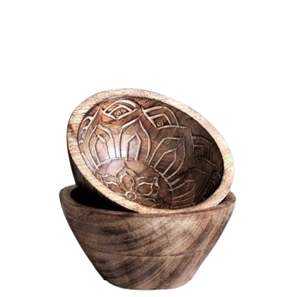 Bol bois manguier fleur cuisine cuisine table de service cadeau entrée maison de campagne naturel - Product Image 1