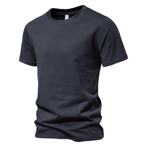 Camisetas de Hombre de Alta Calidad 100% Algodón, Transpirables, Ligeras, de Secado Rápido, Estilo Cuello Redondo, Diseño Sólido, Ropa de Verano, Servicio OEM - Product Image 2
