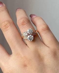 Moissanite Trois Pierre Filigrane Bague de Fiançailles Feuille Art Déco Bague Grappe Argent Sterling Vintage Anniversaire Bague de Mariage - Product Image 4