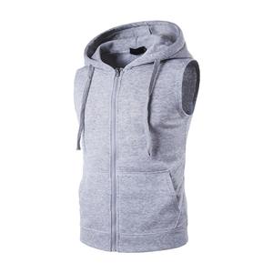 Débardeur sport personnalisé pour hommes Débardeur d'entraînement décontracté d'hiver Vêtements d'extérieur en toile avec capuche Fermeture à glissière Rempli de coton Service OEM - Product Image 6