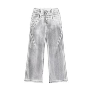 Jeans de Mezclilla de Corte Recto para Hombre, Estilo Casual Europeo Americano, Lavado, de Pierna Ancha y Peso Pesado - Product Image 5