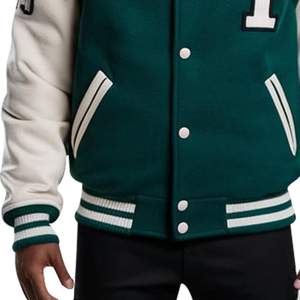 Chaqueta Varsity Bordada para Hombre, Nueva Moda, Bordado Personalizado, Cuello Alto, Mangas Largas, Tela de Lana, Resistente al Viento - Product Image 4