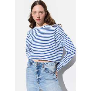 Blusa Corta Informal de Cuello Redondo y Corte Holgado con Logotipo Frontal, 100% Algodón - Product Image 1