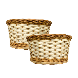 Panier de stockage de pain en rotin à la mode tissé à la main panier en osier avec base en bois affichant, servant et stockant le pain - Product Image 1