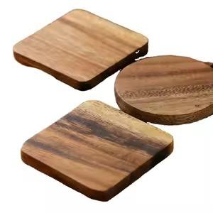 Handcrafted Wooden Coasters Set Rustic Durable Cup Mats for Dining <b>Table</b> <b>Coffee</b> Tea Home Kitchen Farmhouse Style - Product Image 4