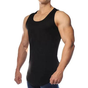 Débardeurs de sport pour hommes en gros, logo personnalisé, débardeurs simples et bon marché, 95% coton, 5% élasthanne, pour la musculation, la course à pied - Product Image 5