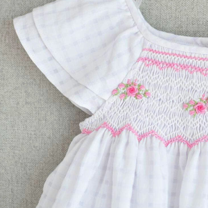 Robe en lin doux smocké faite à la main pour bébé filles Style décontracté pour le premier anniversaire de l'enfant en bas âge OEM Made in Vietnam - Product Image 6