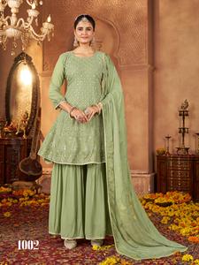 Conjunto de traje de diseñador elegante de la mejor calidad Naazneen Georgette Sharara para mujer para bodas y festivales disponible al mejor precio - Product Image 6