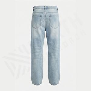 <b>Men's</b> <b>Baggy</b> Vintage Wide Leg Striped Three Bar Loose Fit High Quality Denim Jeans Durable <b>Trousers</b> Customized Color Wholesale - Product Image 2