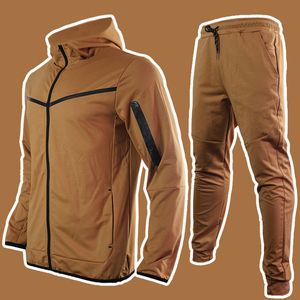 Venta al por mayor de chándal de los hombres de 2 piezas trajes de retazos Zip Up pantalones de chándal y Sudadera con capucha conjunto con logotipo personalizado - Product Image 2