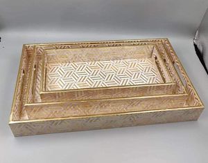 Bandeja de servicio de decoración elegante para el hogar y la cocina de calidad superior para mesa de centro-Bandeja decorativa de cocina elegante con estampado de esmalte - Product Image 3