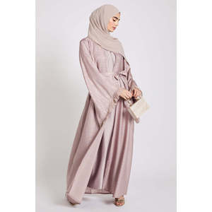 Édition Limitée Premium Jacquard Floral Ouvert Abaya Soft Peony Blush Nappe - Product Image 6