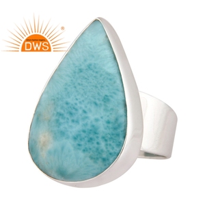 Best Selling Sterling Silver Natural Larimar Gemstone <b>Statement</b> <b>Ring</b> Custom Jewelry <b>for</b> <b>Women</b> Gift <b>for</b> Her - Product Image 2