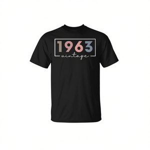 T-shirt vintage del 1963, regalo per il 60° compleanno per le donne, camicia in cotone nero - Product Image 2