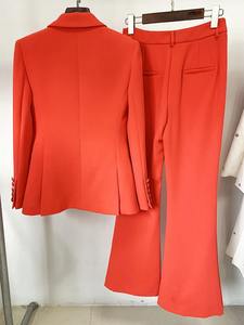 El más nuevo 2025 primavera diseñador carrera moda traje conjunto mujer solo botón Slim Fit Blazer Flare pantalones traje dos piezas - Product Image 3