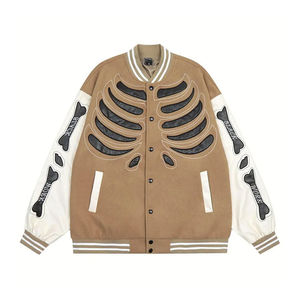 Veste Streetwear universitaire OEM de style squelette pour hommes en laine de qualité supérieure avec col montant manches longues veste chaude et respirante - Product Image 4