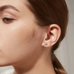 NOVAMART Fine Fine Single Round Cubic Zirconia <b>Silver</b> <b>Stud</b> <b>Earrings</b> for Women & Girls Wholesale Export - Product Image 4