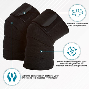 Enveloppe de soutien de genou d'haltérophilie à haute élasticité sangle de Compression de cuisse et de mollet enveloppes de soutien de genou pour le sport OEM personnalisé - Product Image 3