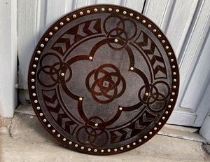 Bouclier Viking sculpté à cinq plis Celtc Bouclier de Cosplay en bois Bouclier d'art mural rond médiéval en bois - Product Image 3