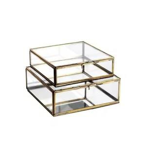 Modern Style Metal <b>Glass</b> Jewelry <b>Trinket</b> Storage <b>Box</b> Black Frame Brass Ring Organization - Product Image 3