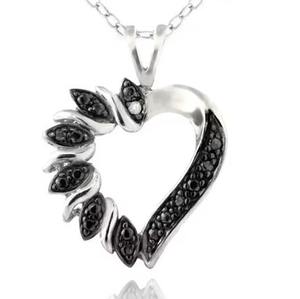 Forma redonda negra y forma de corazón de Marqués Moissanite Diamante Colgante Plata esterlina Moissanite Colgante - Product Image 2