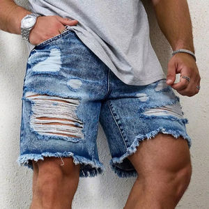 Shorts en jean déchirés pour homme, style décontracté d'été, design effiloché, franges, nouveau style tendance, 100% coton, écologique - Product Image 5