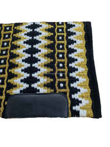 Couverture de selle de cheval fantaisie de qualité supérieure 100%, coussin d'exposition en laine de nouvelle-zélande tissé serré noir/blanc avec du métal doré pur taille 34x42 - Product Image 6
