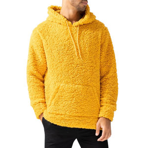 Sudadera con capucha de algodón 100% para hombre, ropa informal de invierno de secado rápido de alta calidad, transpirable, a prueba de viento, cuello con capucha estampado amarillo sólido personalizado - Product Image 1