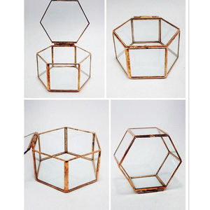 Caja de Joyería Moderna de tendencia superior, caja decorativa de cristal para tocador, caja de anillo de flores preservadas para Bodas de San Valentín, caja chapada en oro - Product Image 2