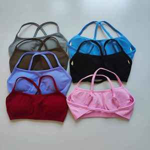 สปอร์ตบราเอวสูงสำหรับสตรีสำหรับออกกำลังกายโยคะวิ่งระบายอากาศได้ดีสายรัดดันทรงที่ด้านหลังเสื้อครอปโลโก้ด้านหน้า - Product Image 3