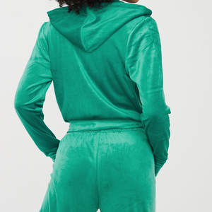 Ensemble de survêtement pour femme en coton 100% uni, tricoté, 2 pièces, pantalon évasé, pour l'hiver - Product Image 2