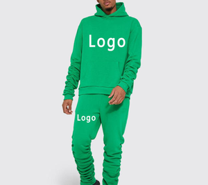 Chándal de lana de talla grande para invierno con logotipo personalizado, Sudadera con capucha de dos piezas para hombre, chándal deportivo de algodón Unisex - Product Image 5