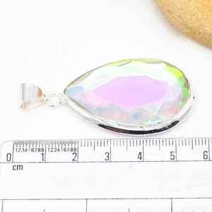 Pendentif en topaze mystique, argent sterling 925, pendentif en pierre précieuse fait à la main, collier, bijoux, cadeau pour elle, bijoux en topaze mystique - Product Image 3