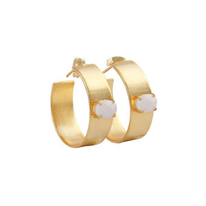 ต่างหูห่วงพรีไนต์แบบมีสไตล์ต่างหูทองเหลืองชุบทองสวมใส่ได้ทุกวันเครื่องประดับรูปไข่ต่างหูห่วงพรีไนต์สไตล์คลาสสิก - Product Image 3