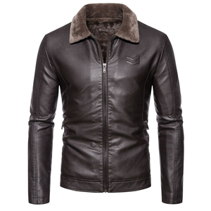 2025 Wholesale <b>Men's</b> Fashion High quality <b>Men's</b> Winter <b>Jacket</b> Leather <b>Jacket</b> <b>Warm</b> Thick Leather Collar Motorcycle <b>Jacket</b> - Product Image 6