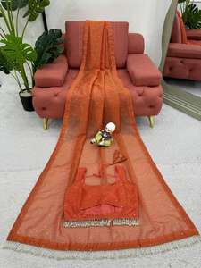 Nuevo diseñador exclusivo Ropa DE BODA Chimar Tissue Silk Saree & Blusa con Mukesh Work & Fancy Lace Work Saree para mujer - Product Image 2