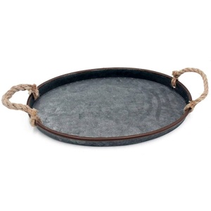 Bandeja de servicio de metal galvanizado de aspecto vintage oxidado para fiestas de boda de restaurante Bar Hotel de granja - Product Image 3