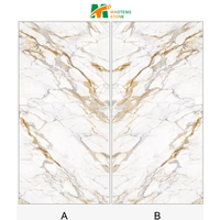 Dalle de pierre frittée dorée Calacatta aspect marbre de luxe Carreau mural au design moderne pour comptoirs de cuisine