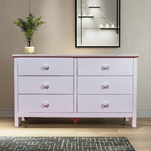 Cómoda Dakota de 6 Cajones, Diseño Moderno y Elegante en Blanco, Madera de Caucho Sólida, Ecológica y Duradera, Amplio Espacio de Almacenamiento para Apartamento o Dormitorio - Product Image 2