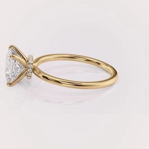IGI Certified Princess Shape Lab Created Diamond Engagement <b>Ring</b> 9K White / Yellow & Rose Gold Hidden Halo Bridal <b>Ring</b> - Product Image 4