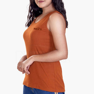 Camiseta sin Mangas de Verano para Mujer, de Alta Calidad, Nuevo Estilo Casual, Transpirable, 100% Algodón, Talla Grande, Diseño Liso - Product Image 2