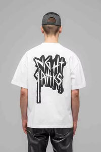 T-shirt 100% coton surdimensionné personnalisé pour hommes sérigraphie à motif uni vêtements d'été décontractés - Product Image 3