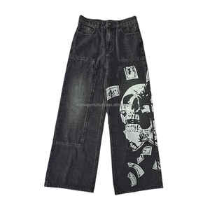 2025 personnalisé hommes imprimer Denim pantalon en détresse lavage coupe ample planche à roulettes Hip Hop Baggy jean hommes à vendre personnalisé votre propre impression - Product Image 1