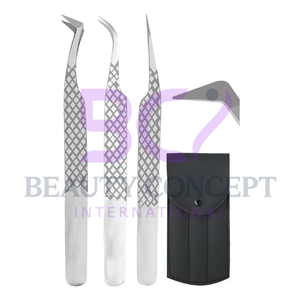 Lash Tweezers Pack of 3 Fiber Tip Eyelash Tweezers Stainless Steel Straight and Curved Tip Eyelash Grafted Tweezers - Product Image 6